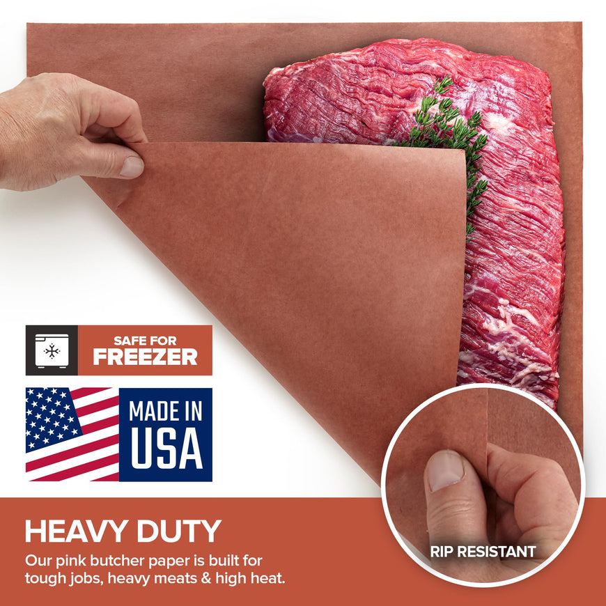 Pink Butcher Paper Roll 18â€x175' (2100 Inch) Peach Butcher Paper for Smoker, Food Grade, Brisket, Ribs, BBQ, Smoking Meat, USA Made, Unbleached, Unwaxed and Uncoated, Stock Your Home