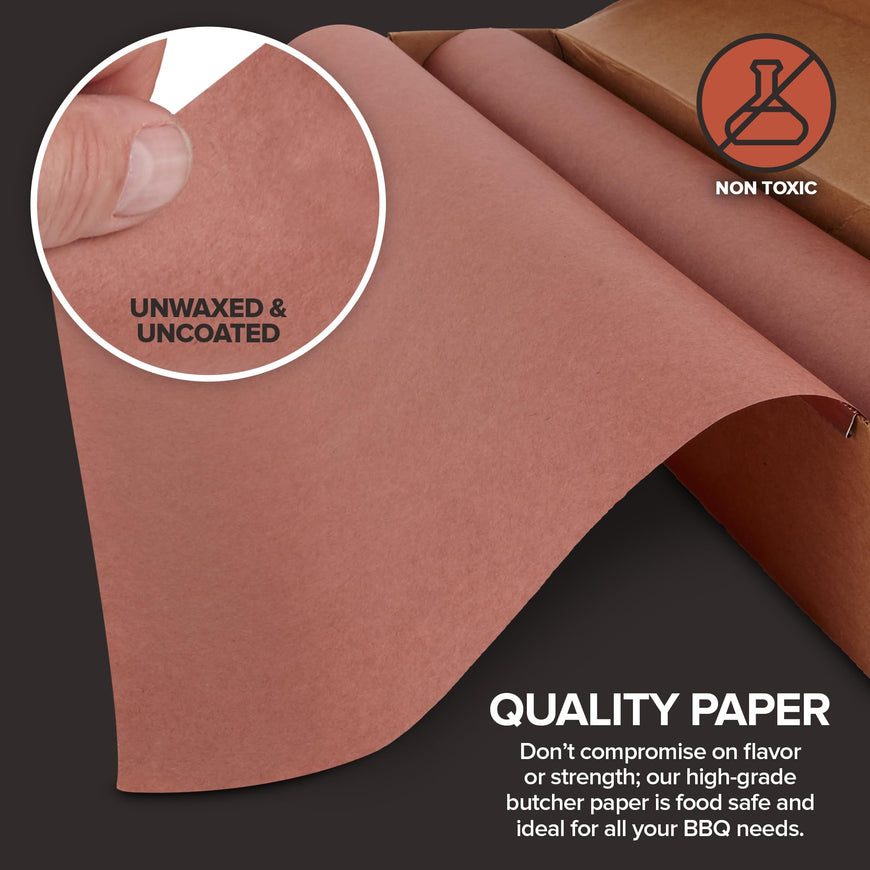Pink Butcher Paper Roll 18â€x175' (2100 Inch) Peach Butcher Paper for Smoker, Food Grade, Brisket, Ribs, BBQ, Smoking Meat, USA Made, Unbleached, Unwaxed and Uncoated, Stock Your Home