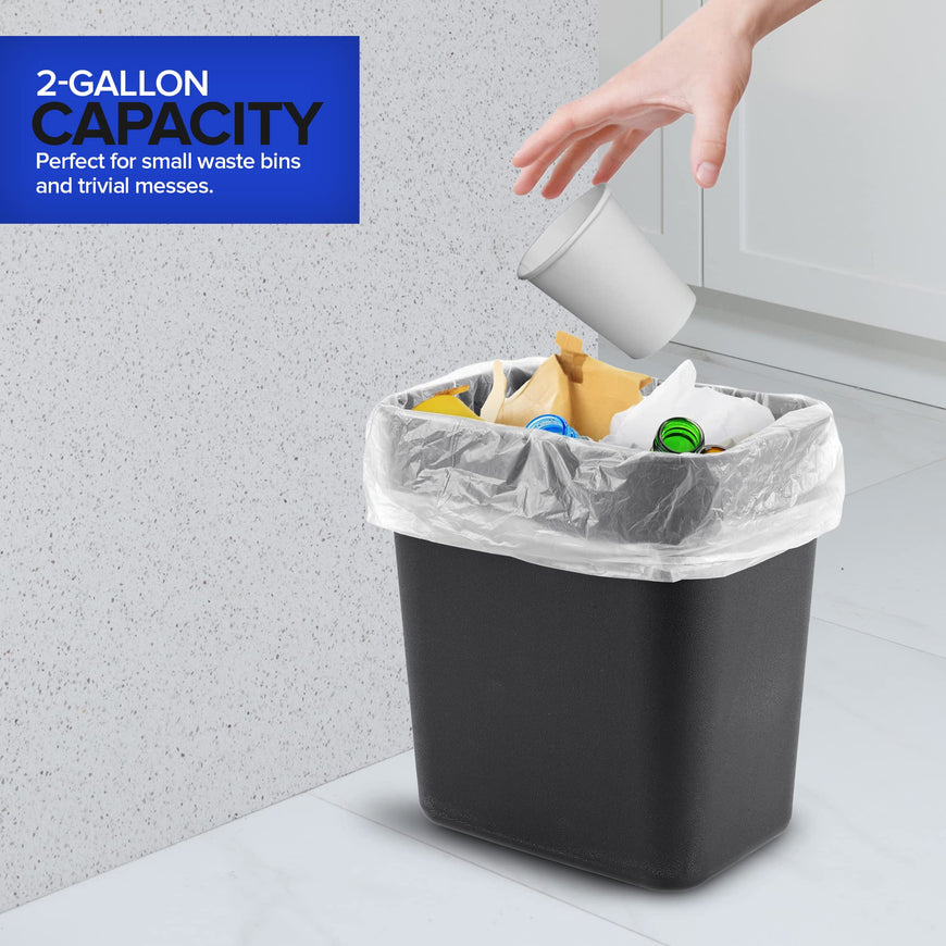 Stock Your Home 2 Gallon Clear Trash Bags (200 Pack) - Disposable Plastic Garbage Bags - Leak Resistant Waste Can Liner - Small Bags for Office, Bathroom, Deli, Produce Section, Dog Poop, Cat Litter