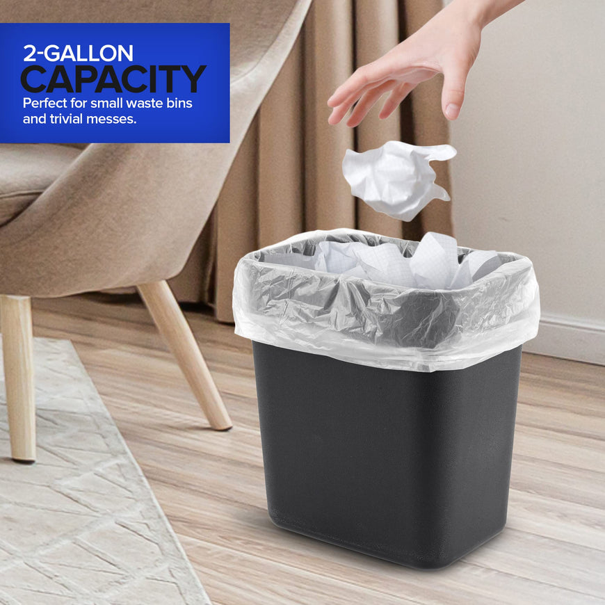 Stock Your Home 2 Gallon Clear Trash Bags (500 Pack) - Disposable Plastic Garbage Bags - Leak Resistant Waste Can Liner - Small Bags for Office, Bathroom, Deli, Produce Section, Dog Poop, Cat Litter
