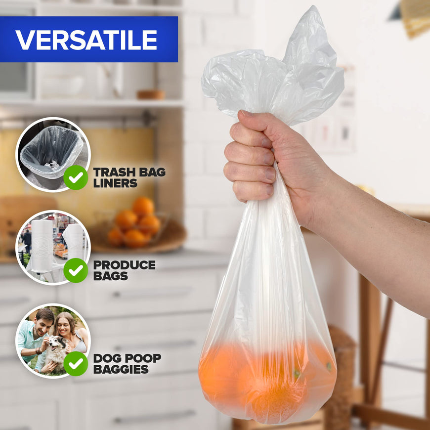 Stock Your Home 2 Gallon Clear Trash Bags (500 Pack) - Disposable Plastic Garbage Bags - Leak Resistant Waste Can Liner - Small Bags for Office, Bathroom, Deli, Produce Section, Dog Poop, Cat Litter