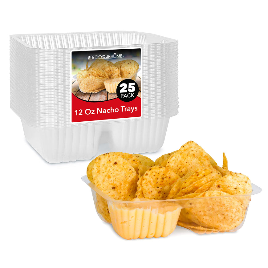 Stock Your Home Plastic Nacho Trays 12oz- 25 Count