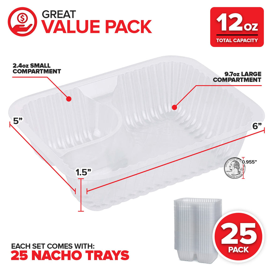 Stock Your Home Plastic Nacho Trays 12oz- 25 Count