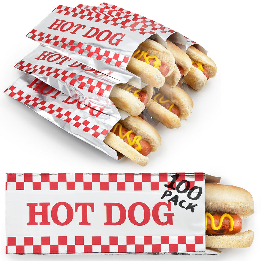 Stock Your Home Grease Resistant Red Checkered Hot Dog Sleeves - 100 Count