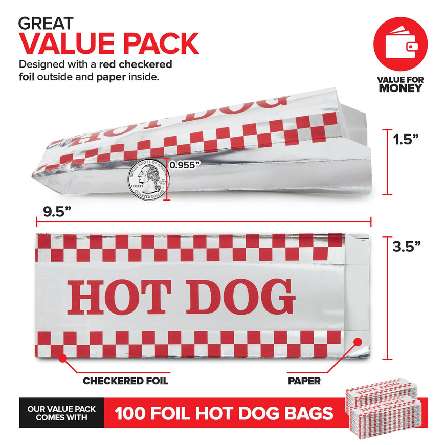 Stock Your Home Grease Resistant Red Checkered Hot Dog Sleeves - 100 Count