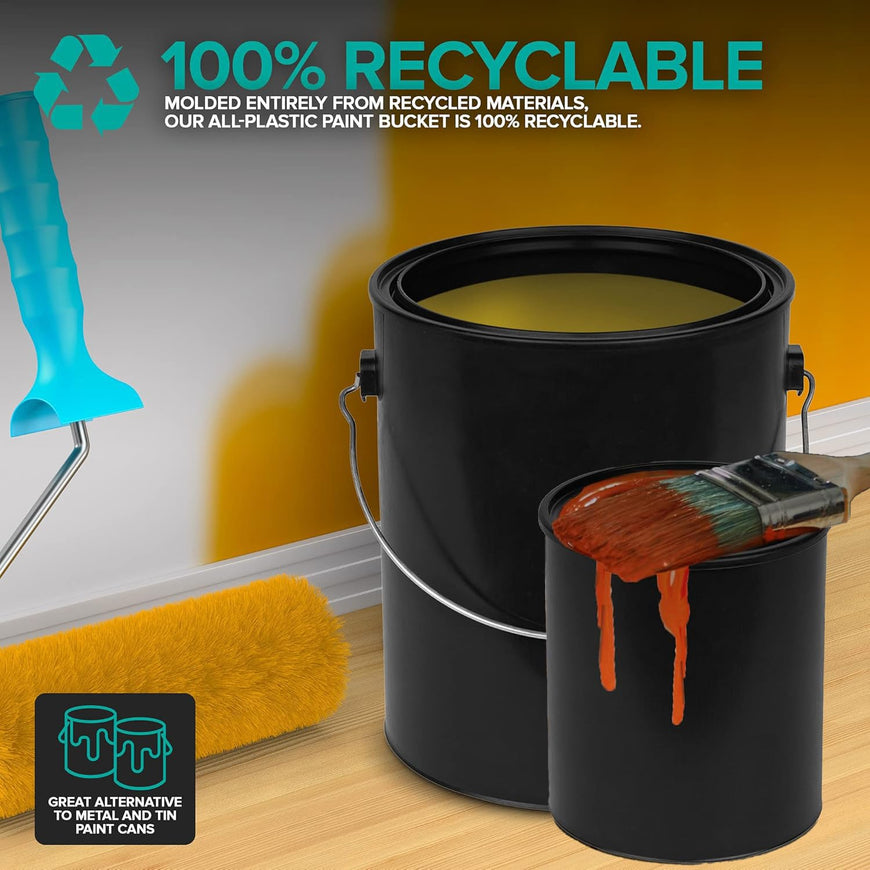 1 Quart & 1 Gallon Plastic Paint Buckets (4 Pack Combo) Triple-Lock Airtight Seal to Minimizing Skimming, Rust, Odor & Chemical Resistant- (2X 32 Fl Oz & 2X 128 FLoz) Plastic Paint Can + Snap On Lid