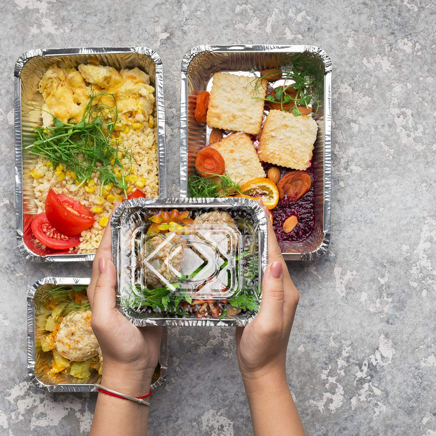Stock Your Home 1 LB Oblong Pan-Plastic Lid-50 Count