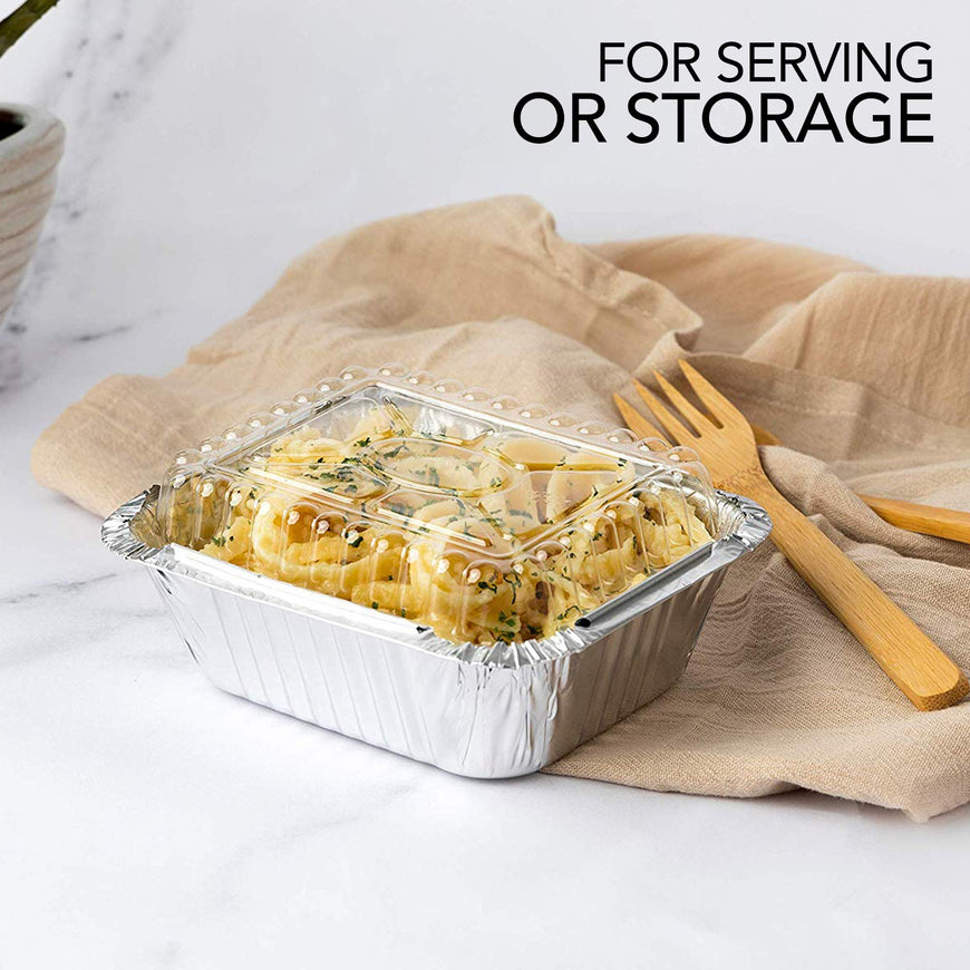 Stock Your Home 1 LB Oblong Pan-Plastic Lid-50 Count