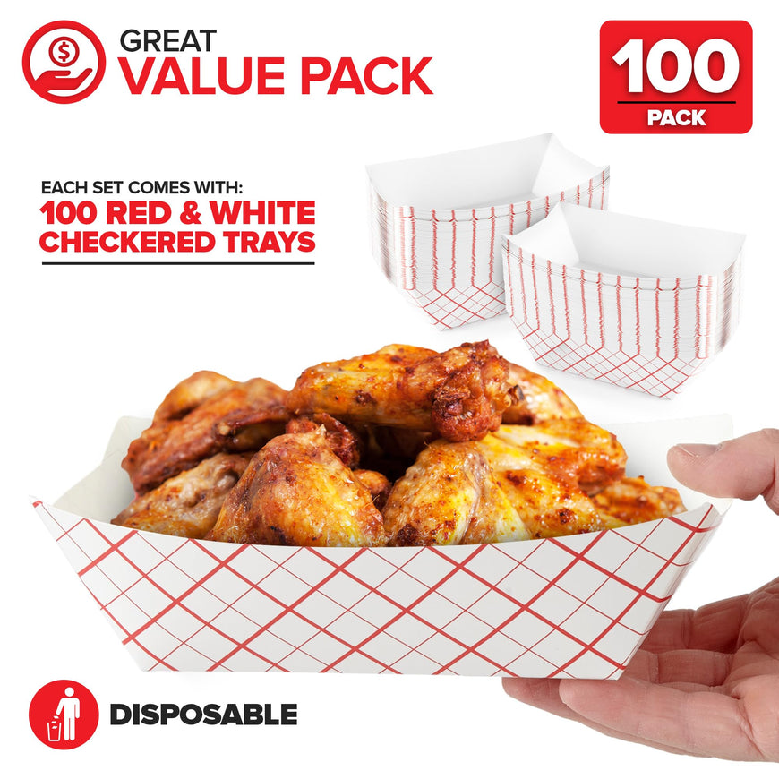 Paper Trays - Red Checked - 3lbs - 500 Pack