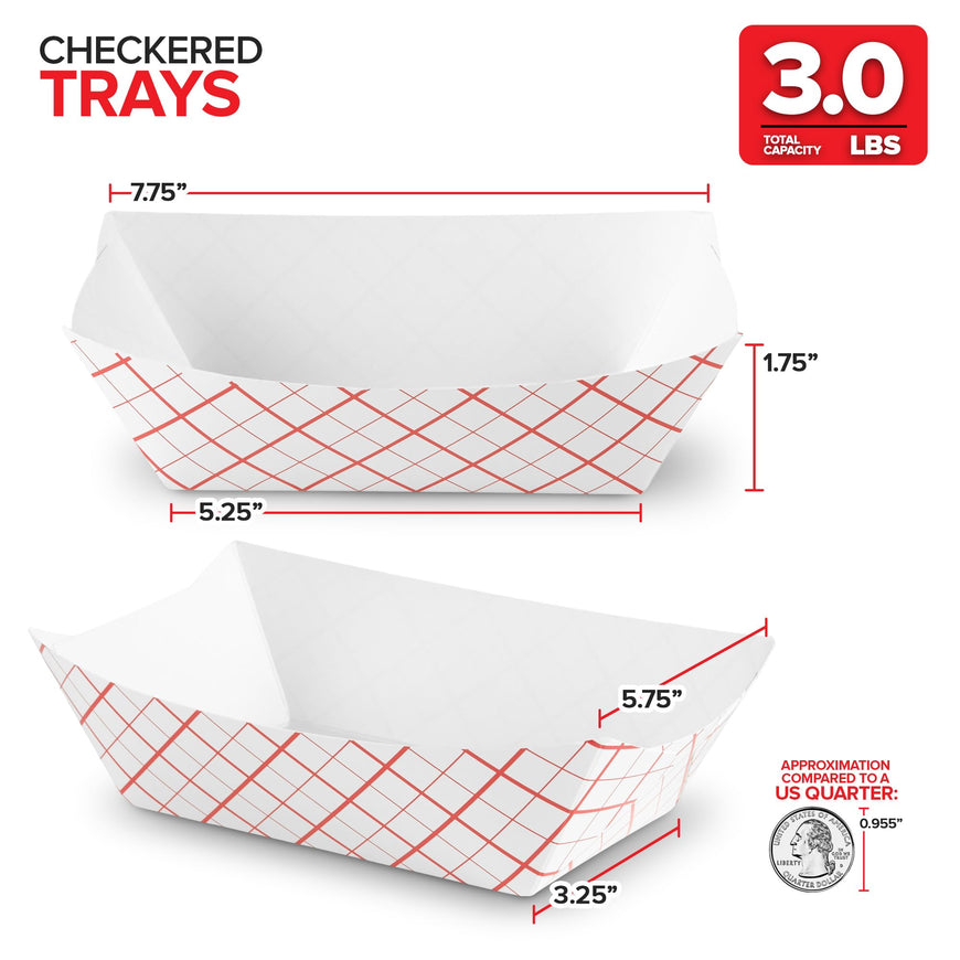 Paper Trays - Red Checked - 3lbs - 500 Pack