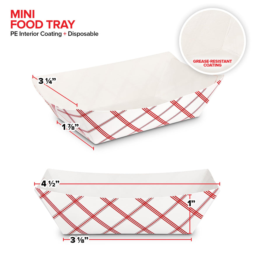 Stock Your Home Paper Food Boats (500 Pack) .25 Lb Disposable Red & White Checkered Trays, Eco Friendly Boat, Serving Boats for Concession Food & Condiments, Nacho Serving Dish