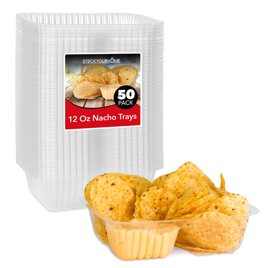 Stock Your Home Plastic Nacho Trays 22oz - 50 Pack