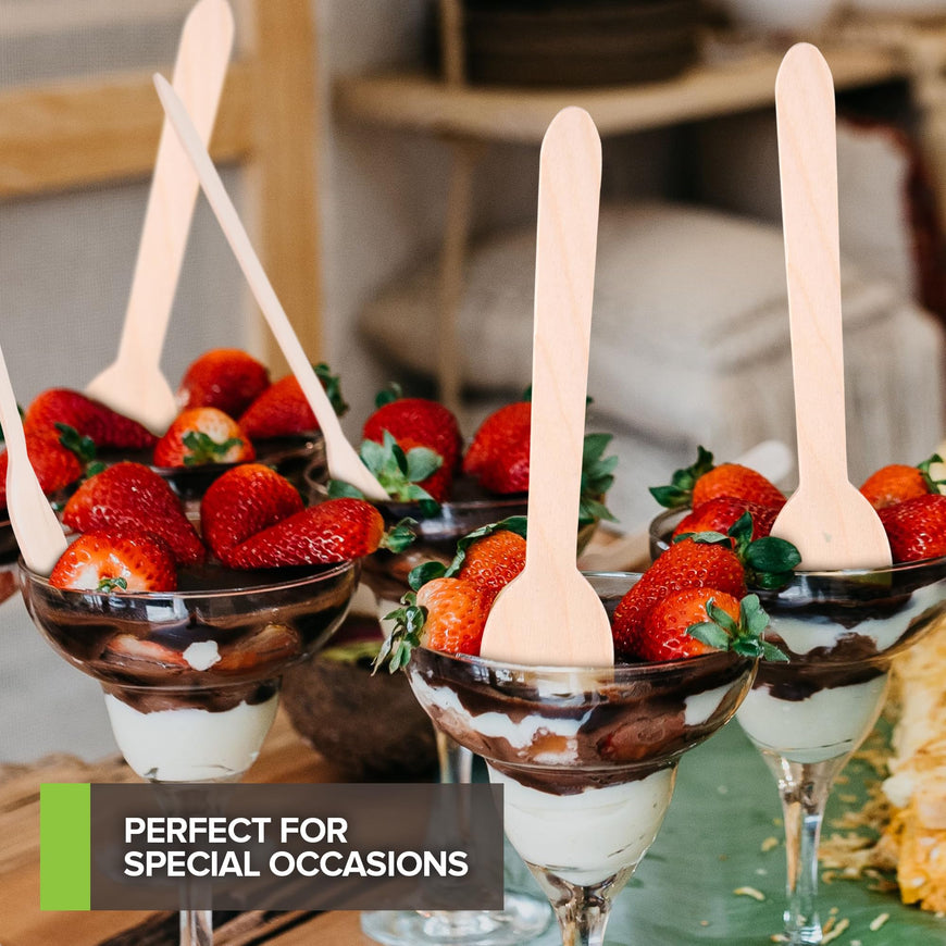 100% Wooden Disposable Spoons, (100 Count) Planet Friendly Utensils, Compostable Cutlery Spoons For Parties, Concession stands And Hosting