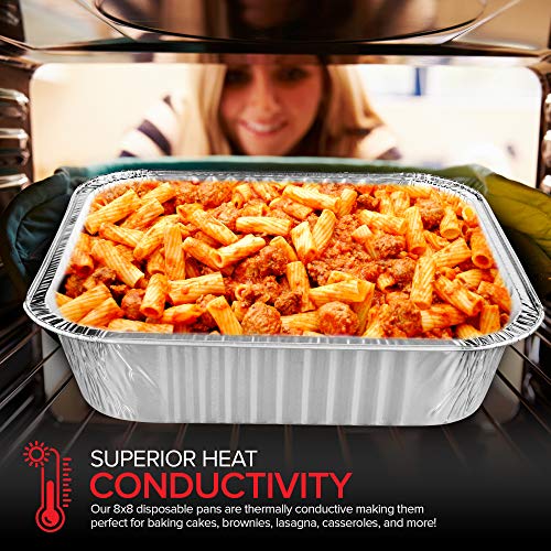 Stock Your Home 8 x 8 Square foil pan with lids - 20 Count