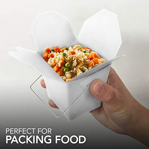 Stock Your Home 8oz Chinese Takeout Containers- 50 Count- White with Handle