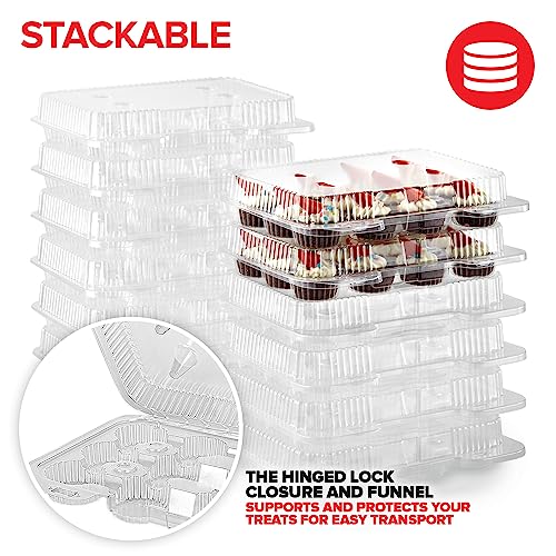 Stock Your Home Mini Disposable Plastic Cupcake Containers (40 Pack) 12 - Count Tray Compartment, Small or Mini Cupcakes Box/Holder/Carrier with Clear Connected Dome Lid, BPA Free