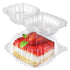 Disposable Plastic To Go Containers with Clear Lids (25 Pack) Fancy Hinged Top Square Clamshell Food Boxes for Take Out, Home Party Togo Clam Shell Box to Carry Cake, Dessert, Small Sandwich