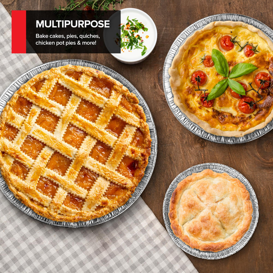 Stock Your Home Disposable Aluminum Foil Pie Pans Set (75 PCS) Heavy Duty Baking Pans (25) 9â€, (25) 6â€, (25) 3â€ Inch Cooking, Heating, Food Prep, Holiday Dinner Meals