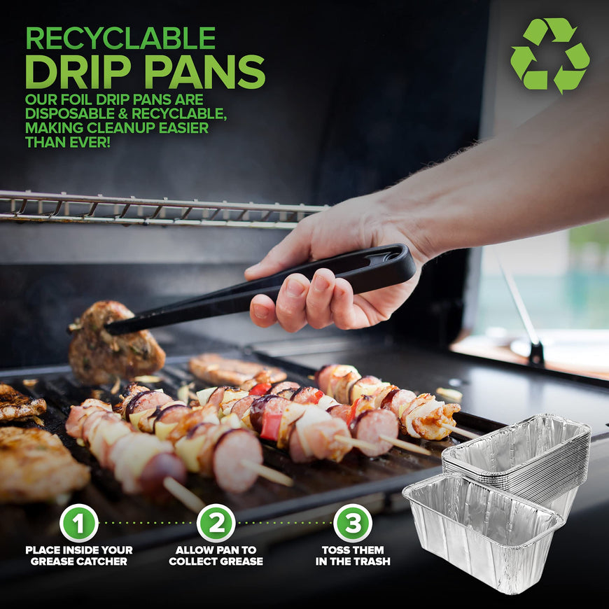 Stock Your Home Foil Grill Drip Pan (10 Pack) Compatible with Blackstone's 28â€, 30â€, & 36â€ BBQ Griddle + 17â€ & 22â€ Tabletop Range- Disposable Aluminum Oil Catcher Tray, Blackstone Grease Cup Liners