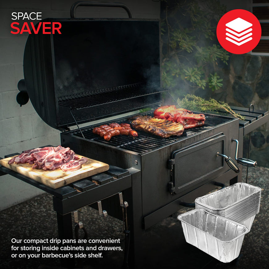 Stock Your Home Foil Grill Drip Pan (10 Pack) Compatible with Blackstone's 28â€, 30â€, & 36â€ BBQ Griddle + 17â€ & 22â€ Tabletop Range- Disposable Aluminum Oil Catcher Tray, Blackstone Grease Cup Liners