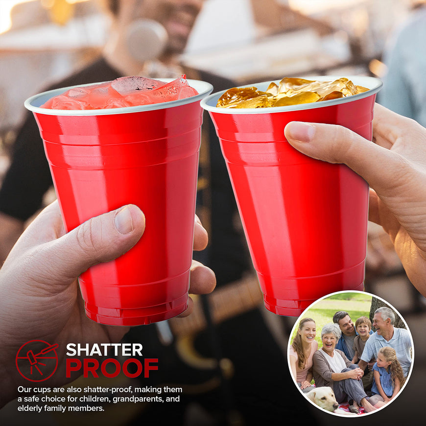 Stock Your Home Red Plastic Cups Disposable, 16oz (100 Count) Heavy-Duty, Large Party Cup Pack Bulk Pack for Drinking Punch, Soda, Wine, Beer, 4th of July, Halloween