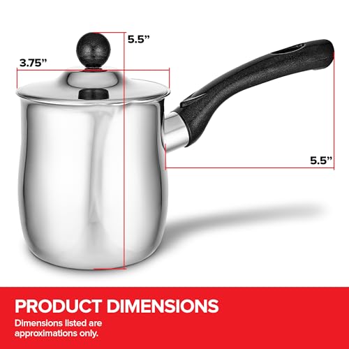 Stock Your Home 24oz Turkish Coffee Pot Set with Lid, Small Saucepan Coffee Maker, Mini Sauce Pan Butter Melter, Stainless Steel Milk Warmer Pots for Stove Top