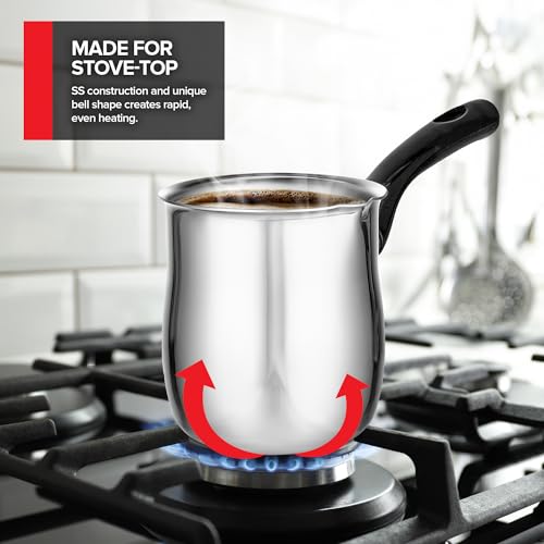 Stock Your Home 24oz Turkish Coffee Pot Set with Lid, Small Saucepan Coffee Maker, Mini Sauce Pan Butter Melter, Stainless Steel Milk Warmer Pots for Stove Top
