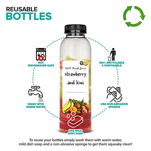 Stock Your Home 12 Oz Round Plastic Bottles with Caps (12 Pack), Clear Juice Bottles with Caps, Refillable Juice Bottles with Tamper Proof Caps, Reusable Bottles for Juice, Disposable Juice Bottles