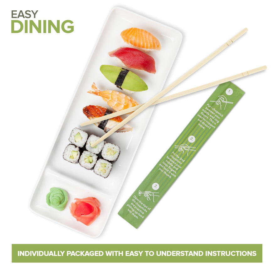 Stock Your Home Bamboo Chopsticks, Bulk (50 Count), Separated for Sushi, Chinese, Japanese, Asian Food, Smooth Wooden, Disposable