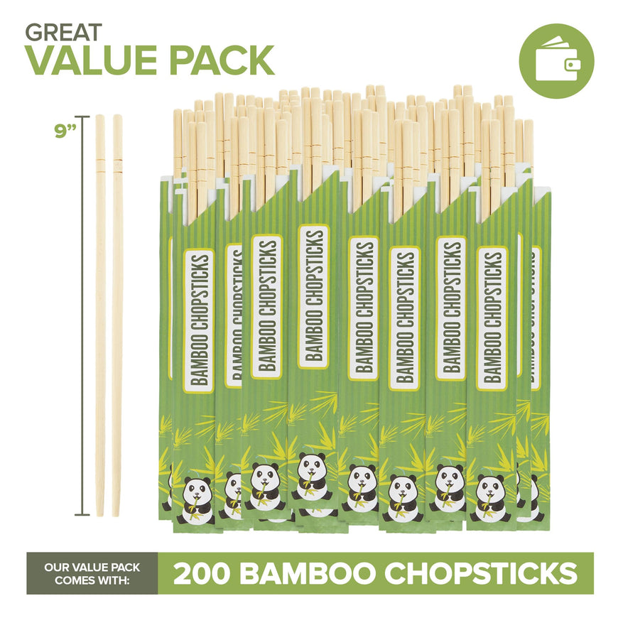 Stock Your Home Disposable Bamboo Chopsticks, Bulk Chopsticks (200 Count), Separated Bamboo Chop Sticks for Sushi, Chinese, Japanese, and Asian Food, Smooth Wooden Chopsticks, Disposable Chopsticks