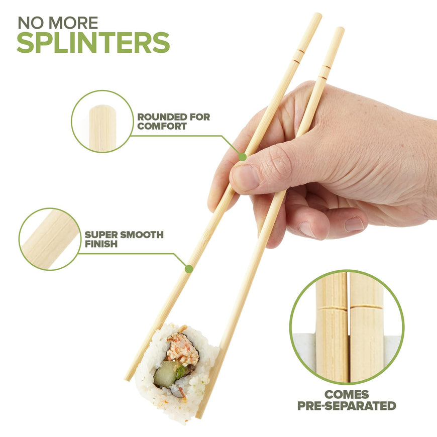 Stock Your Home Disposable Bamboo Chopsticks, Bulk Chopsticks (200 Count), Separated Bamboo Chop Sticks for Sushi, Chinese, Japanese, and Asian Food, Smooth Wooden Chopsticks, Disposable Chopsticks