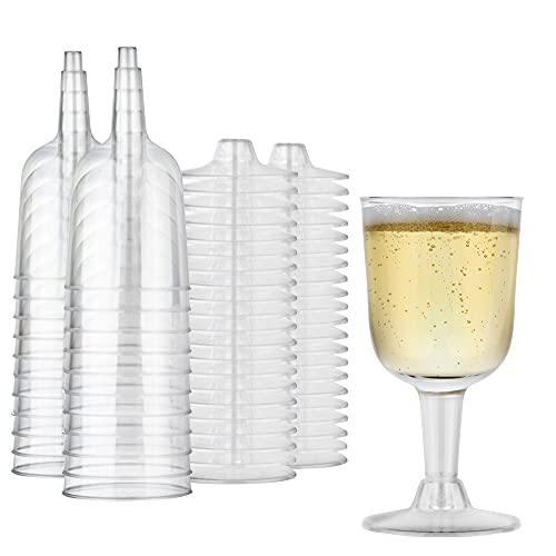 Stock Your Home 5 oz Clear Plastic Wine Glass (20 Pack) - BPA Free & Recyclable - Shatterproof Wine Goblet - Disposable & Reusable Cups for Champagne, Dessert, Food Samples, Catering, Weddings