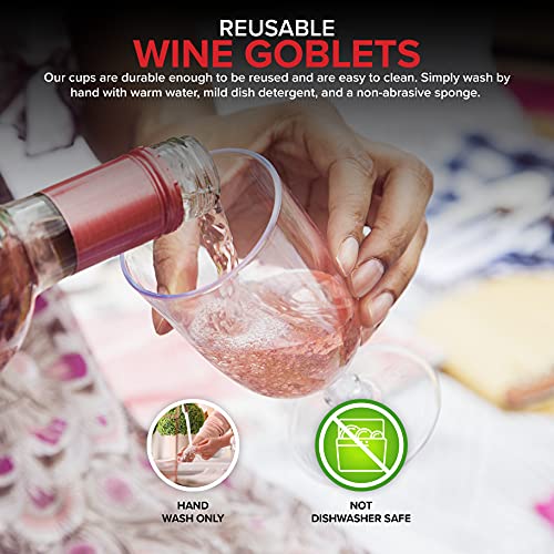 Stock Your Home 5 oz Clear Plastic Wine Glass (20 Pack) - BPA Free & Recyclable - Shatterproof Wine Goblet - Disposable & Reusable Cups for Champagne, Dessert, Food Samples, Catering, Weddings