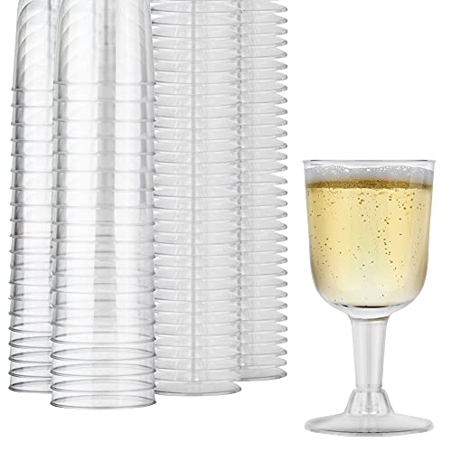 Stock Your Home 5 oz Clear Plastic Wine Glass (40 Pack) - BPA Free & Recyclable - Shatterproof Wine Goblet - Disposable & Reusable Cups for Champagne, Dessert, Food Samples, Catering, Weddings
