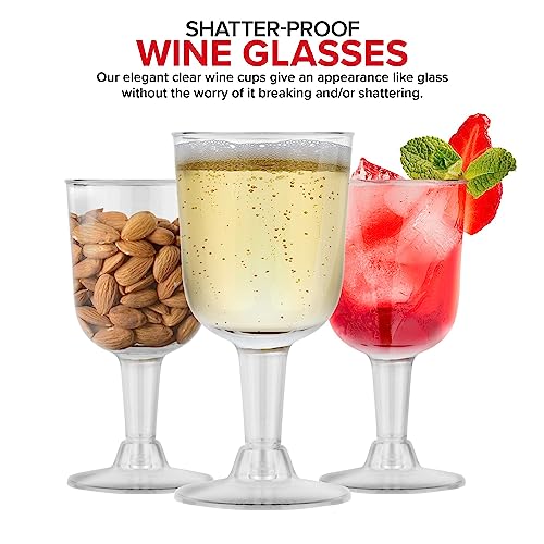 Stock Your Home 5 oz Clear Plastic Wine Glass (40 Pack) - BPA Free & Recyclable - Shatterproof Wine Goblet - Disposable & Reusable Cups for Champagne, Dessert, Food Samples, Catering, Weddings