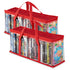 Stock Your Home DVD Storage Bags (Set of 2) Media Organizer Bag for DVDs, CDs, Blu Ray Disc, Movie Cases, VHS Box, Video Game Disks, Clear Plastic Holders with Carrying Handles and Zipper - Red