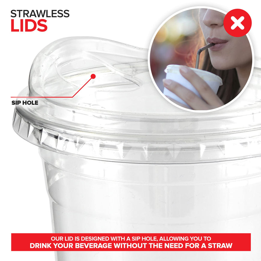 16 oz Clear Plastic Cups with Lids Disposable, Togo Drinking Cup with Strawless Sip Lid for Smoothie, Cold Brew Iced Coffee, Lemonade, Ice Latte, Boba, Party Drinks, Bulk, 16 Ounce (Set of 50)