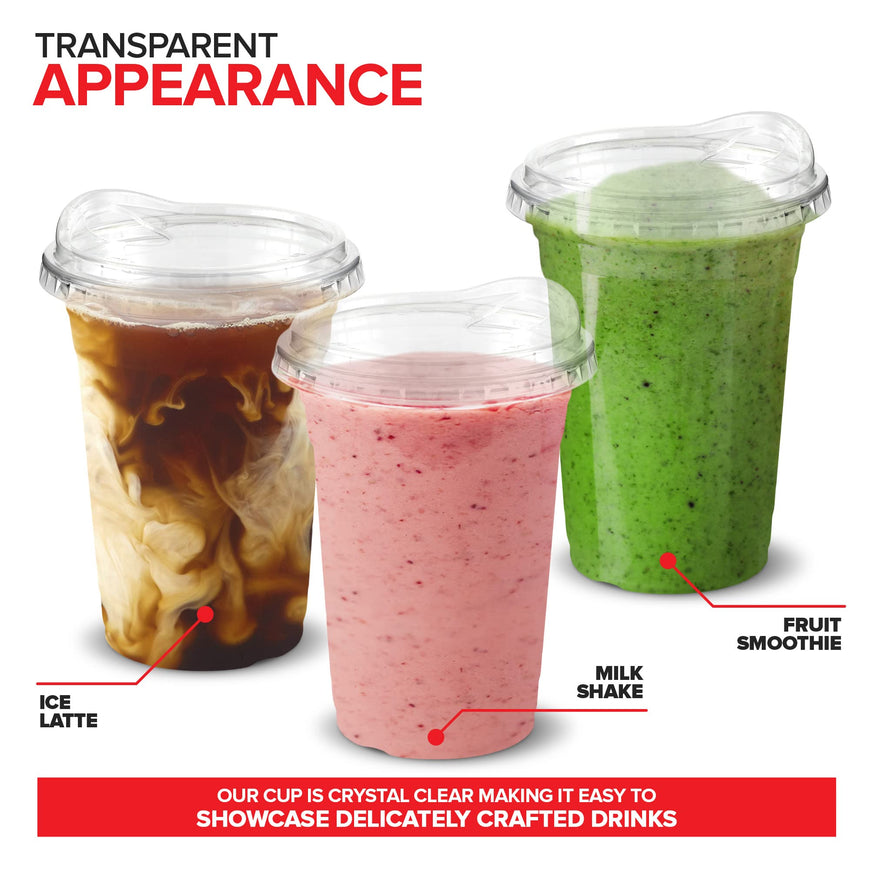 16 oz Clear Plastic Cups with Lids Disposable, Togo Drinking Cup with Strawless Sip Lid for Smoothie, Cold Brew Iced Coffee, Lemonade, Ice Latte, Boba, Party Drinks, Bulk, 16 Ounce (Set of 50)