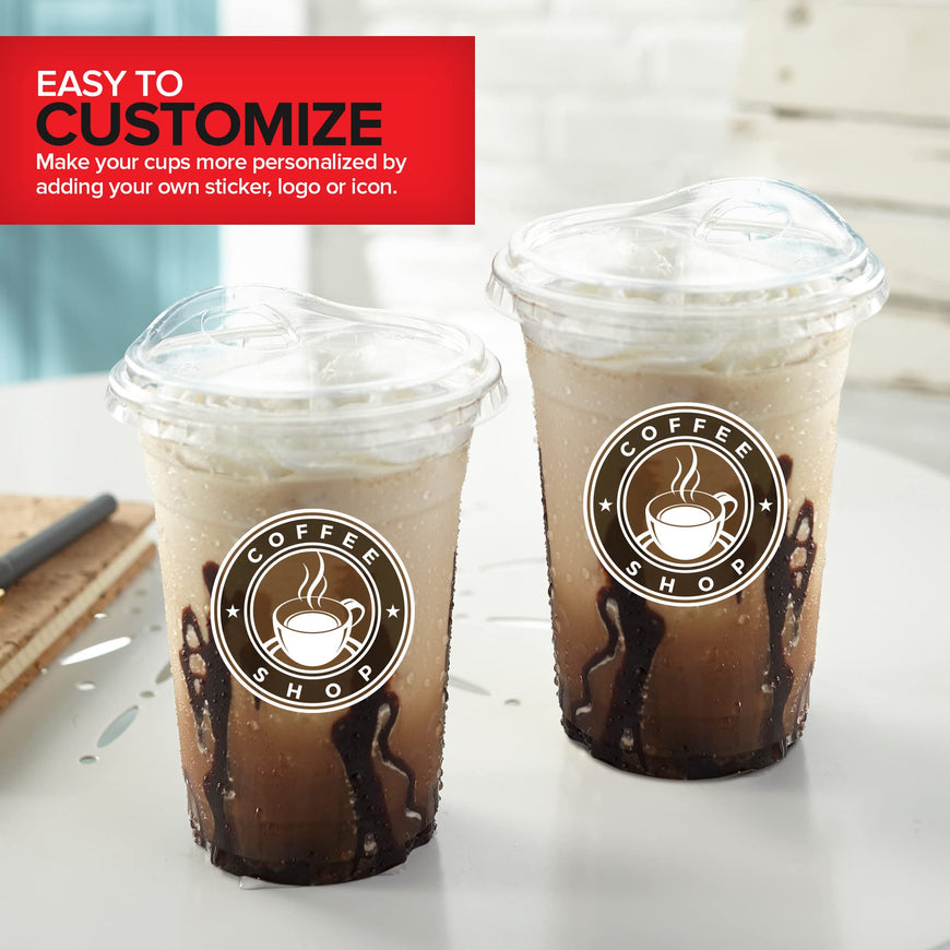 16 oz Clear Plastic Cups with Lids Disposable, Togo Drinking Cup with Strawless Sip Lid for Smoothie, Cold Brew Iced Coffee, Lemonade, Ice Latte, Boba, Party Drinks, Bulk, 16 Ounce (Set of 50)