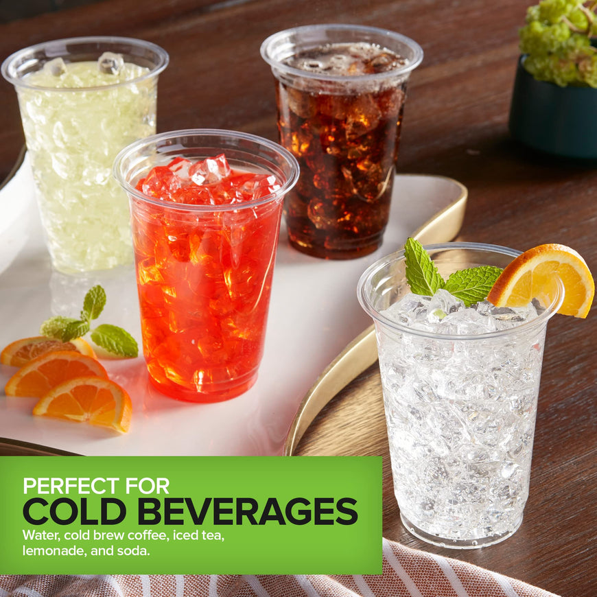 Stock Your Home 16 oz Clear PLA Cold Cups 50 Pack Disposable Party Cups for Water Wine Beer Sample Cups