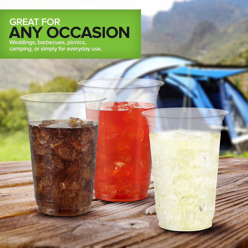 Stock Your Home 16 oz Clear PLA Cold Cups 50 Pack Disposable Party Cups for Water Wine Beer Sample Cups