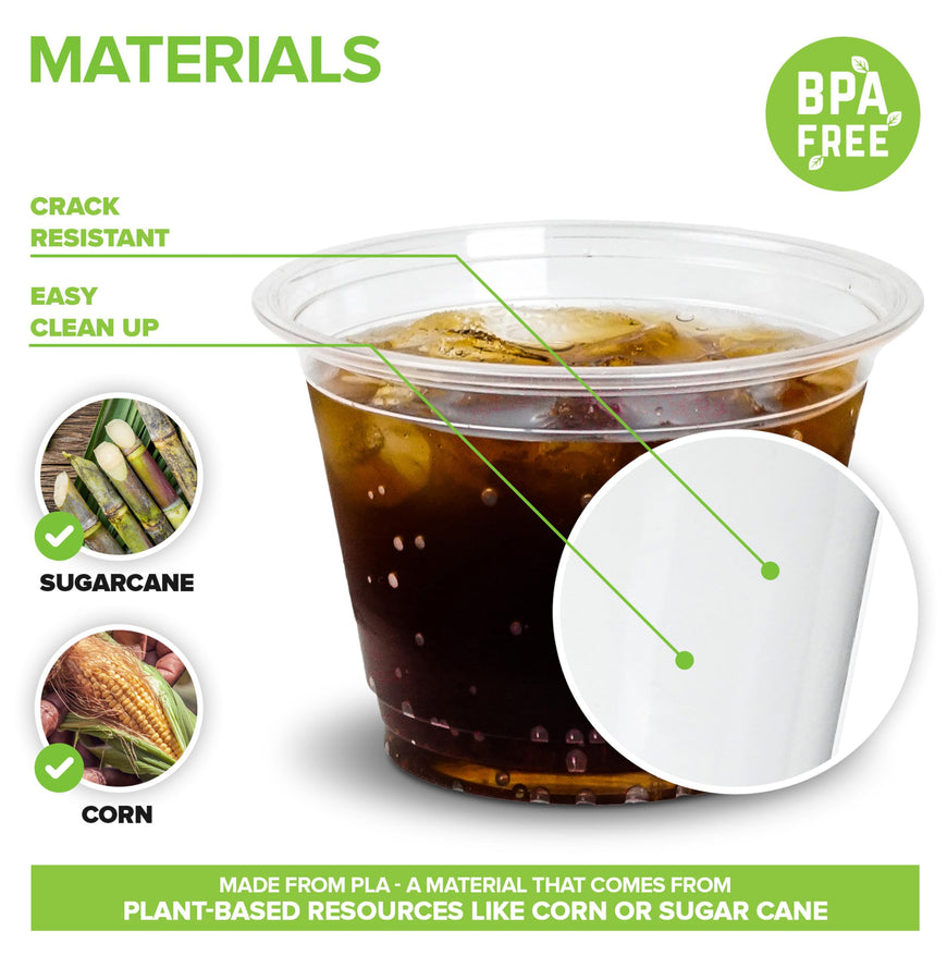 Stock Your Home 9 oz Clear PLA Cold Cups 100 Pack Disposable Party Cups for Water Wine Beer