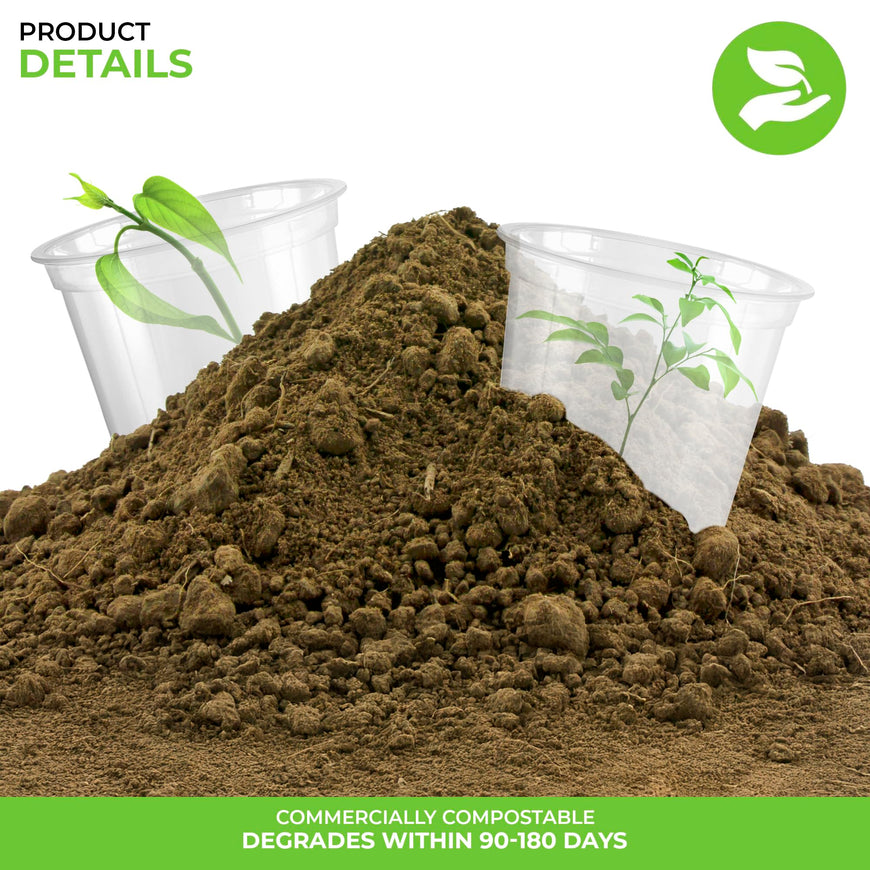 Stock Your Home 7 oz Clear Commercially Compostable Cold Cups Plant Based Eco Party Cup, Environmentally Friendly Recyclable Disposable Sustainable for Water, Wine & Beer Sample (100 Pack)