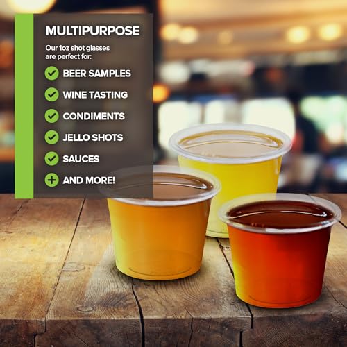 Stock Your Home 100 Pcs Clear Shot Glasses 1 oz Disposable Cups for Jello Sauce Condiments