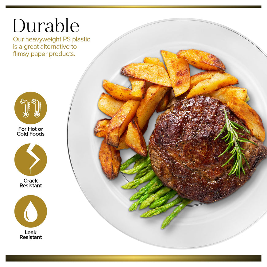 Stock Your Home 100ct Polystyrene Plate, 9x9inch, Heavy Duty, Clear, Reusable, Modern Style, Disposable Plate for Weddings, Dinner Parties, Holidays