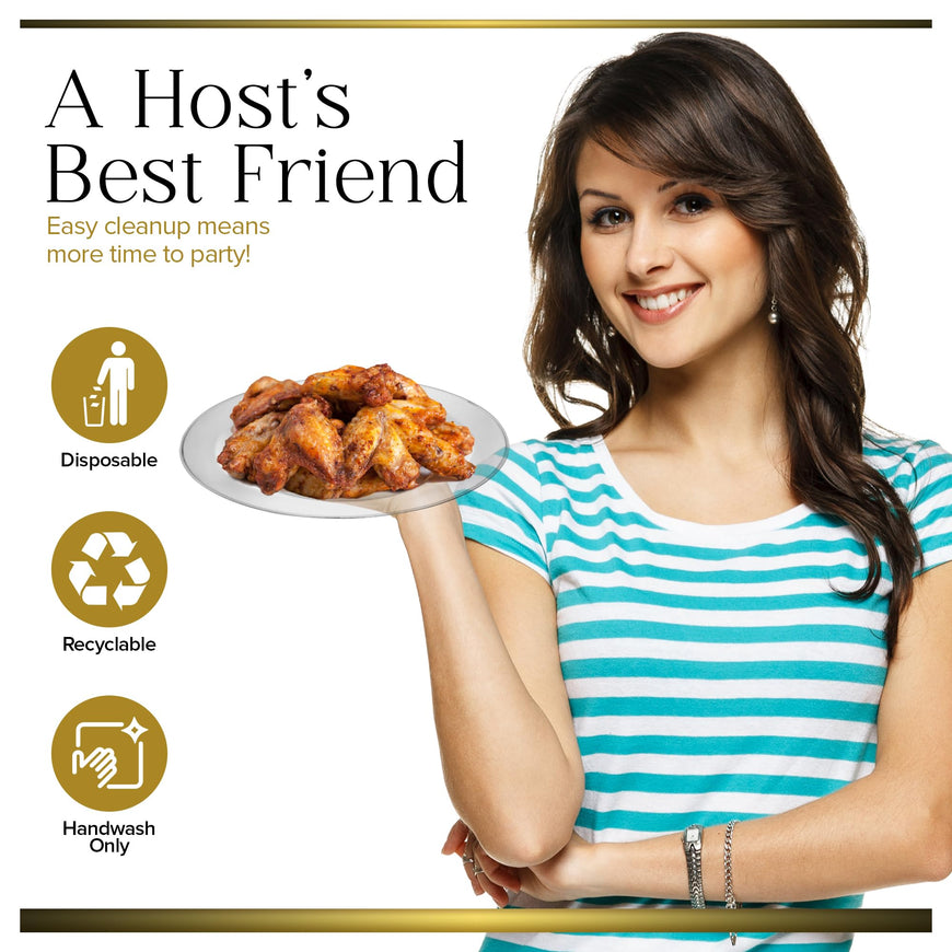 Stock Your Home 100ct Polystyrene Plate, 9x9inch, Heavy Duty, Clear, Reusable, Modern Style, Disposable Plate for Weddings, Dinner Parties, Holidays