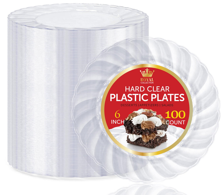 Stock Your Home Premium Clear Plastic Dessert Plates, 6