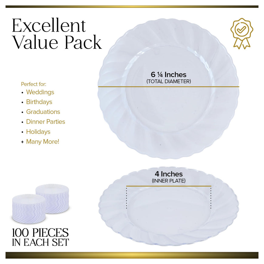 Stock Your Home Premium Clear Plastic Dessert Plates, 6