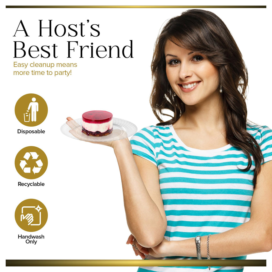 Stock Your Home Premium Clear Plastic Dessert Plates, 6