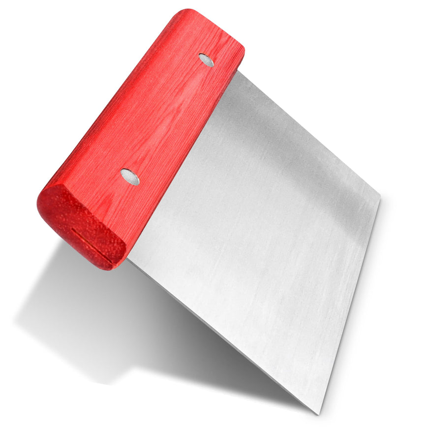 Kitchen Bench Scraper, 6 Inch Multi-Purpose Dough Cutter, Metal Griddle Scraper, Pastry Knife or Chopper, with Easy Grip Handle & Stainless Steel Blade